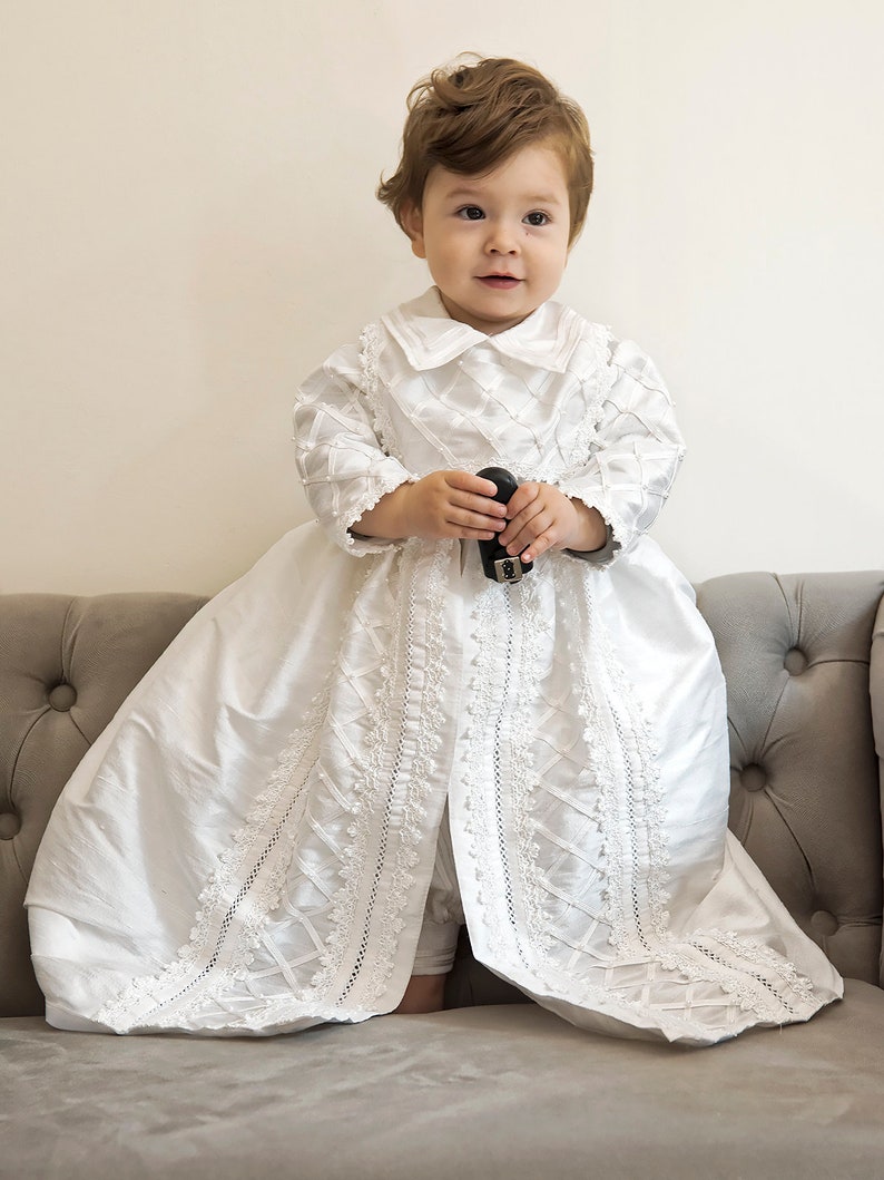 Baby Boy Christening Gown, Spanish Style outfit ropones para bautizo. Baptism Outfit B001. 100% Silk Dupioni image 4