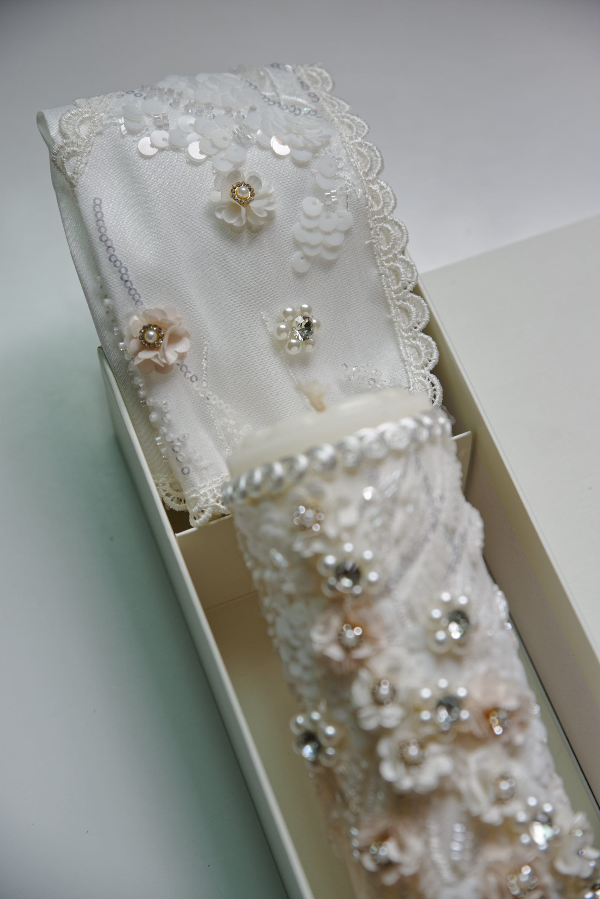 Handmade Baptism Candle Set Burbvus Model # 33 | Candle + Shell + Hanky ...