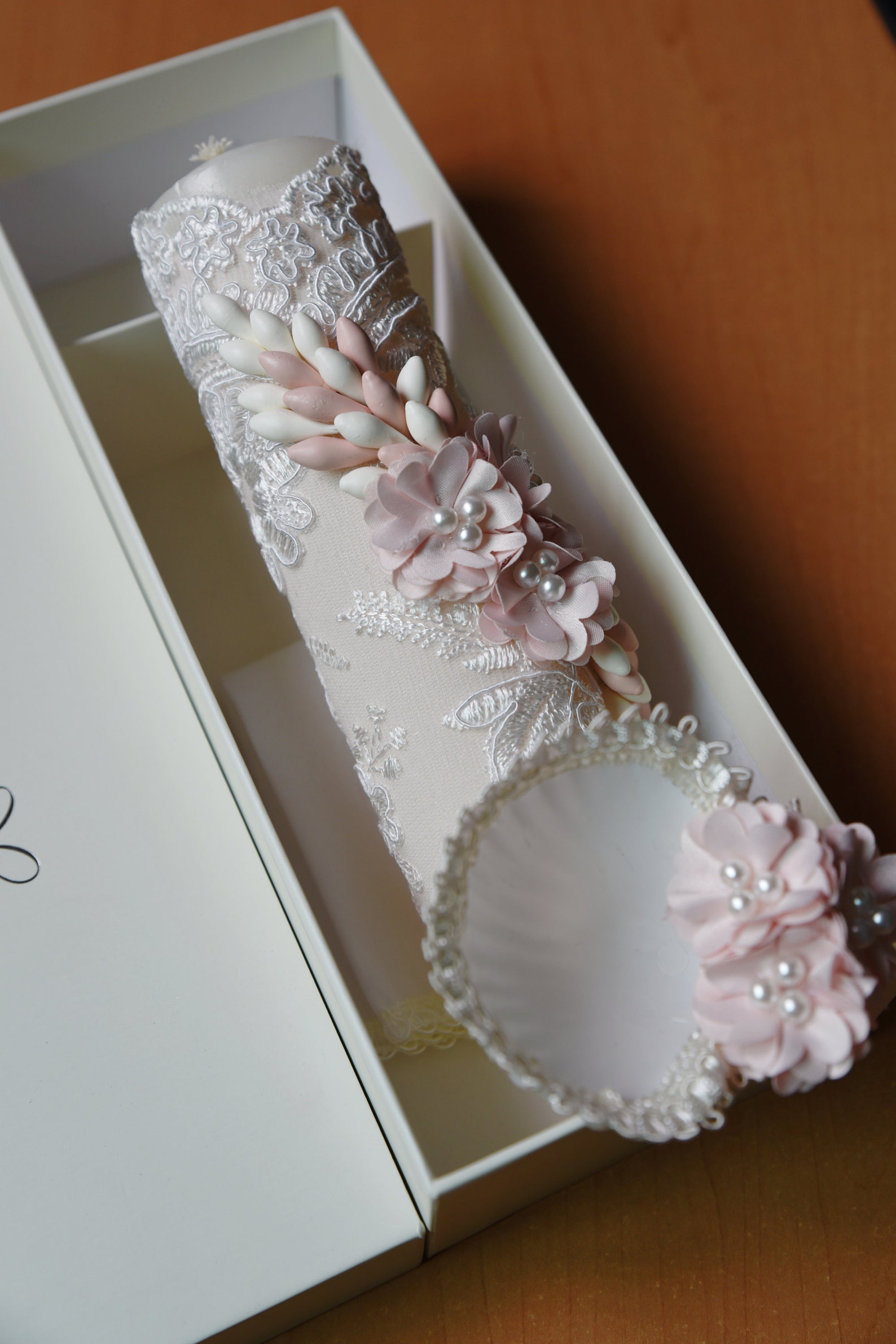 Handmade Baptism Candle Set Burbvus Model # 45 | Gold Rose Candle ...
