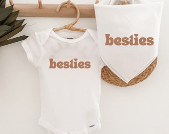 Besties matching dog bandana, baby bodysuit, or toddler shirt, announcement, photoshoot, maternity, dog mom, baby shower gift, newborn, cute