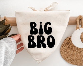 Big Bro Dog Bandana, Big Sis (For baby announcement,  maternity photos, gender reveal, baby shower) Trendy, Retro, Neutral, Gift Idea, Mom