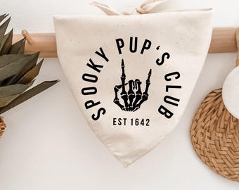 Bandana per cani Spooky Pup's Club, sciarpa per animali domestici a tema Halloween, stile skater, accessori, Boo, accessorio per servizi fotografici, costume, trendy, mano scheletrica