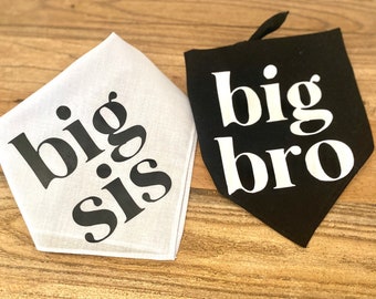 Big Brother / Big Sister Tie-On Dog Bandana (Pour les annonces de grossesse, les séances photo, les cadeaux, les fêtes de bébé, la révélation du sexe)