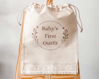 Spersonalizowana torebka na pamiątki dla dziecka, prezent na baby shower, do szpitala, do pokoju dziecięcego, do pierwszego ubranka, wielokrotnego użytku torebka na prezenty, neutralna, dla dziewczynki, w rozkwicie