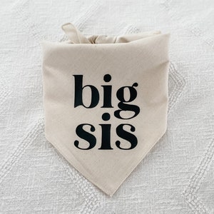 Big Sis or Big Bro Dog Bandana (For baby announcement, birth announcement, maternity photoshoot) Natural linen beige neutral