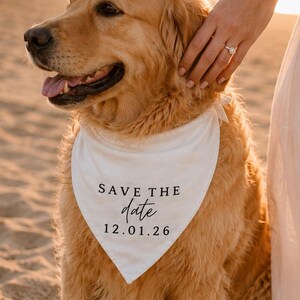 Save the date dog bandana, engagement announcement, photoshoot prop, wedding invites, website inspo customizable, party decor, neutral, boho