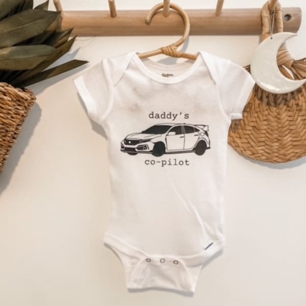Honda Civic Baby Bodysuit, 2021 Type R, Daddy's Co-Pilot, Customizable Car gift, Christmas, Birthday, Baby Shower, Newborn, Car guy, Girl
