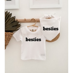 Besties matching dog bandana, baby bodysuit, toddler shirt, announcement, family photoshoot, maternity, dog mom, baby shower gift, newborn