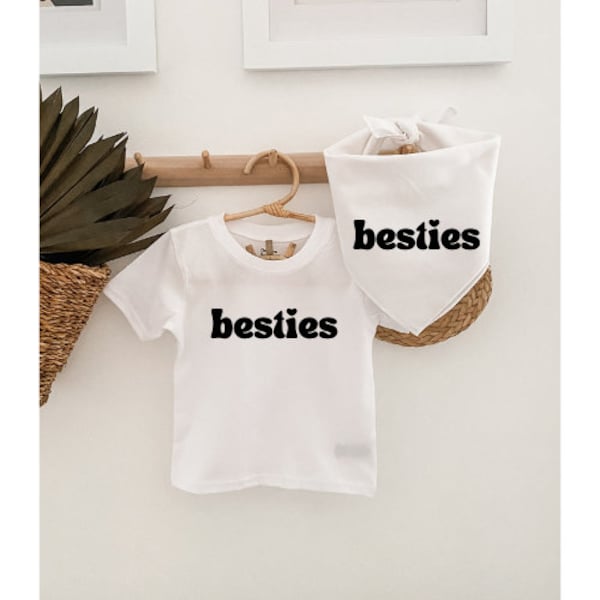 Besties matching dog bandana, baby onesie, toddler shirt, announcement, family photoshoot, maternity, dog mom, baby shower gift, newborn