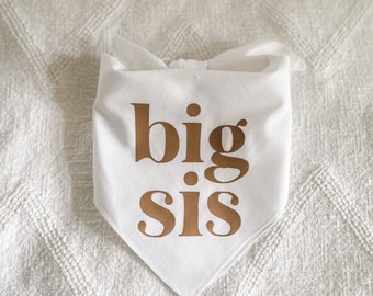 Big Sis or Bro Dog Bandana for baby announcement, birth, maternity photoshoot prop, baby shower gift idea, decor, minimalist, neutral, fall