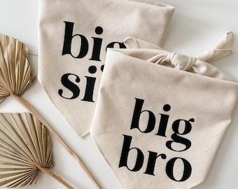 Big Bro Dog Bandana, Big Sis, Neutral, Boho, For baby announcement, maternity photoshoot, baby shower gift idea, decor, birth, new parents