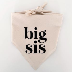 Big Sis or Big Bro Dog Bandana (For baby announcement, birth announcement, maternity photoshoot) Natural linen beige neutral