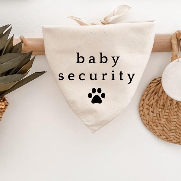 Baby Security Dog Bandana (For baby announcement, birth, pregnancy, maternity photoshoot, baby shower gift,) Cute linen beige neutral boho