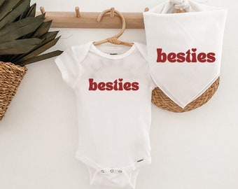 Valentine&#39;s Day Besties matching dog bandana, bodysuit, toddler shirt, announcement, family photoshoot, maternity, dog mom, baby shower gift