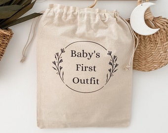 Spersonalizowana torebka na pamiątki dla dziecka, prezent na baby shower, do szpitala, do pokoju dziecięcego, do pierwszego ubranka, wielokrotnego użytku torebka na prezenty, neutralna, dla dziewczynki, w rozkwicie