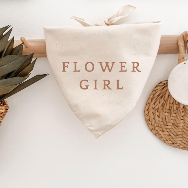 Flower Girl dog bandana for wedding ceremony, married, photoshoot, decor, accessories, gift idea, neutral, whimsy, aesthetic, linen boho