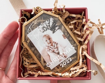 Décoration personnalisée avec photo et prénom, fait main, pour le premier Noël de bébé, maman, cadeau pour les grands-parents, Noël 2024, enfants, personnalisable