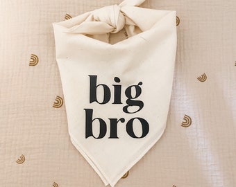 Big Sis o Big Bro Dog Bandana (Per annuncio del bambino, annuncio di nascita, servizio fotografico di maternità) Lino naturale beige neutro