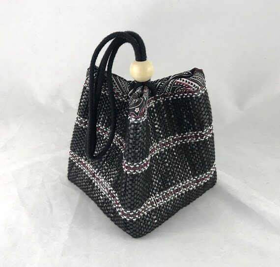 Dumpling Bag Dumpling Wristlet Handmade Handwoven Black With