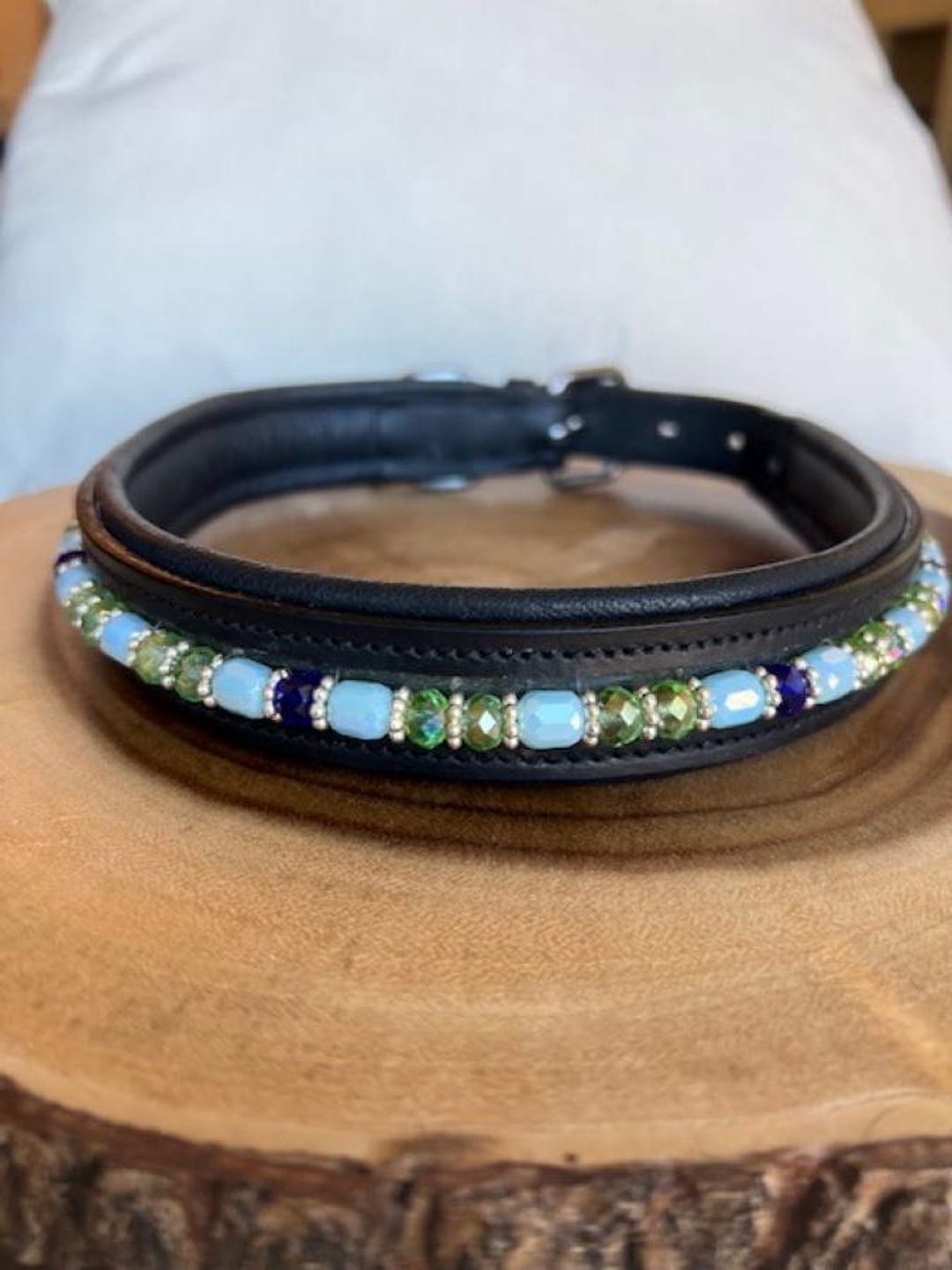 Custom Beaded Leather Dog Collar: Handmade Personalized Design - Etsy