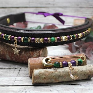 Moon and Star Interchangeable Browband with Pin – Custom Beaded Leather Browband – Personalized Equestrian Tack