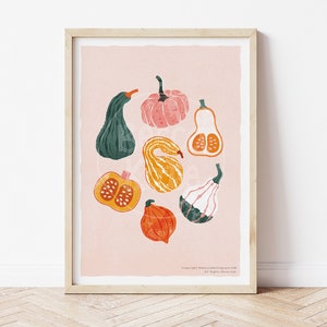Gourds / A3 / Kitchen Art Print / Wall Art / Illustration /Home Decor / Vegetable Art