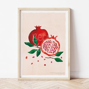 Pomegranate / A3 / Kitchen Art Print / Wall Art / Illustration / Home Decor / Fruit Art