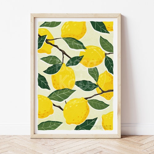 Lemons / Art Print / A3 / Wall Art / Kitchen Decor / Fruit Art Etsy