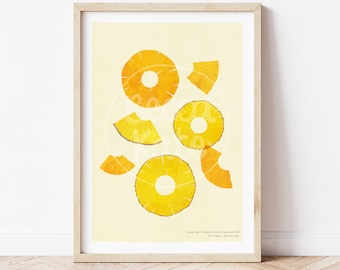Pineapple / Kitchen Art Print / A3 / High Quality Wall Art / Illustration / Home Decor / Fruit Art / Summer Fruit Art