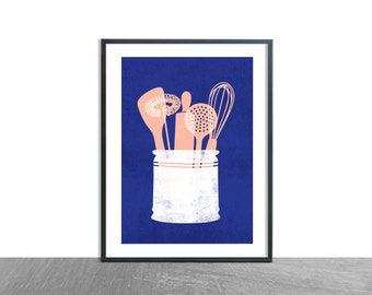 Utensils - Kitchen Art Print - A4 - Wall Art - Kitchen Wall Art - Dining Room Decor - Housewarming Gift