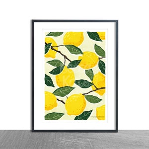 Lemons - Art Print - A4 - Wall Art - Kitchen Decor - Fruit art print, Lemon print, Kitchen wall art,  Lemon art, fruits print