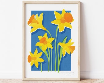 Daffodil Art Print / A3 / Spring Flower / Floral Print / Botanical Print / Illustration Art Print / Housewarming Gift