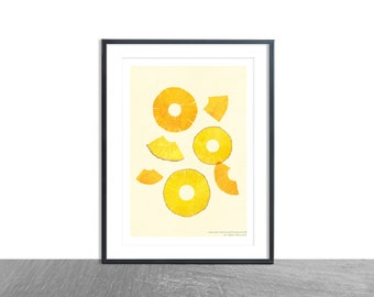 Pineapple / Kitchen Art Print / A4 / High Quality Wall Art / Illustration / Home Decor / Fruit Art / Summer Fruit Art