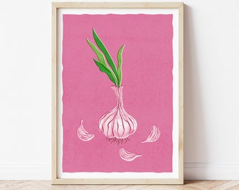 Garlic / Kitchen Art Print / A3 / Wall Art / Illustration / Home Decor / Vegetable Wall Art Print