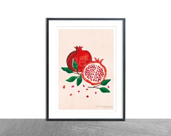 Pomegranate / Kitchen Art Print / A4 / Wall Art / Illustration / Home Decor / Fruit Art Print / Mother's day