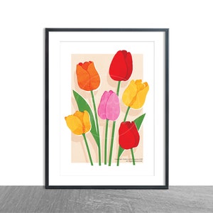 A4 Tulip Art Print / Tulip Flower / Spring Flower Gallery / Floral Print / Botanical Illustration Art Print / Housewarming Gift