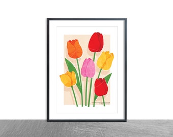 A4 Tulip Art Print / Tulip Flower / Spring Flower Gallery / Floral Print / Botanical Illustration Art Print / Housewarming Gift