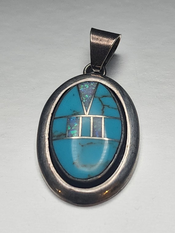 Turquoise and Opal Inlay Pendant
