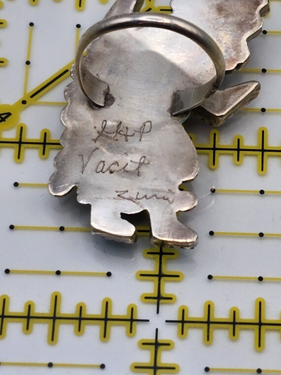 Signed Zuni Knifewing Inlay Ring - image 2
