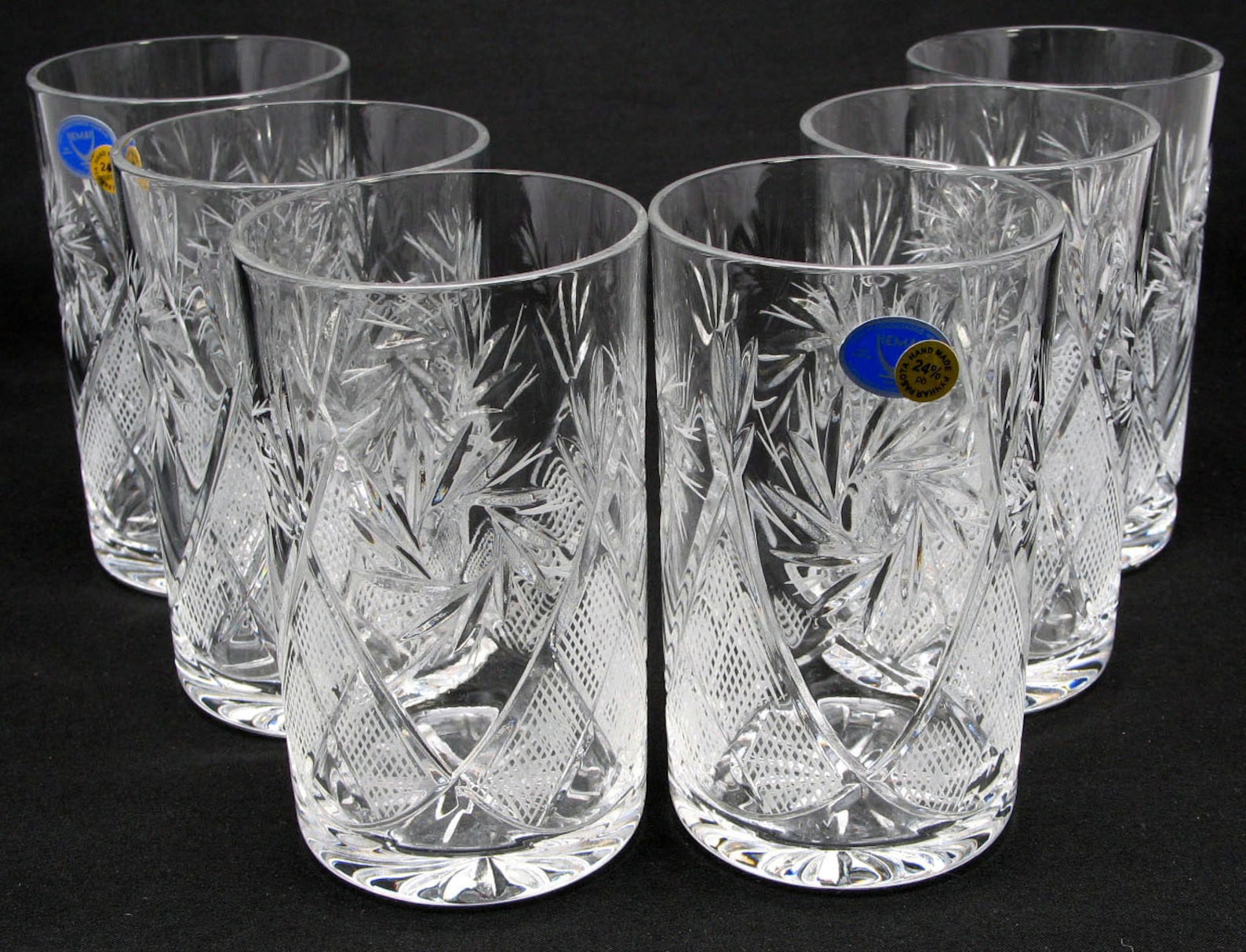 Set of 6 Russian Cut Crystal Glasses/tumblers Suitable for Etsy UK