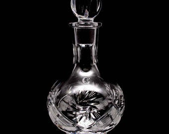 Russian Cut Crystal 12 oz. Decanter/Carafe with a stopper. Hand made, new.