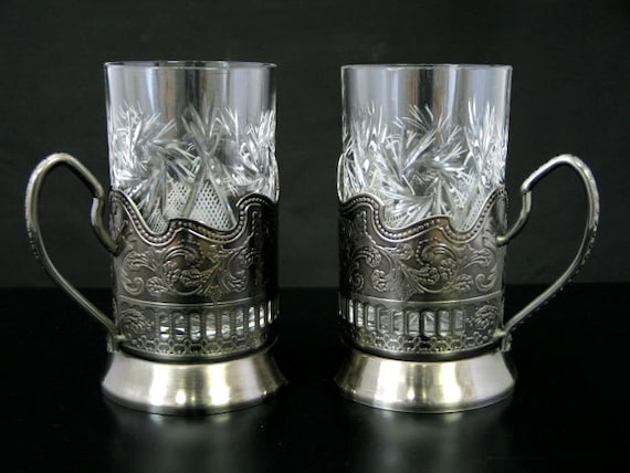 WORLD GIFTS Cut Crystal Drinking Glass for Hot/Cold Beverage Fits Metal  Glass Holder Podstakannik - 8.5 oz