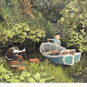 Wind in the Willows Large Mounted Print. Matted Vintage Colour Book Plate