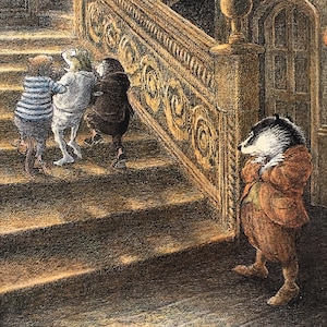 Wind in the Willows Large Mounted Print. Matted Vintage Colour Book Plate