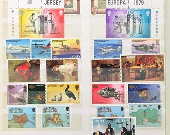 JERSEY Mint Collection of 1970s Vintage Postage Stamps, Queen Elizabeth, QEII, 13 Sets