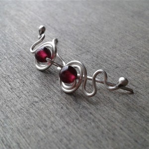 Garnet ear climbers, sterling silver ear cuffs cute earring cuffs in recycled silver light weight earrings garnet jewelry