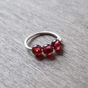 Daith earring, garnet hoop earring, snug hoop for cartilage piercing, silver helix orbital upper ear earring, cute 20 gauge conch jewelry