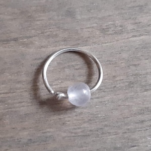 Daith, conch, rook, forward helix, tragus jewelry hoop with pink bead, rose quartz earrings, cartilage piercing for 18 20 gauge pink jewelry