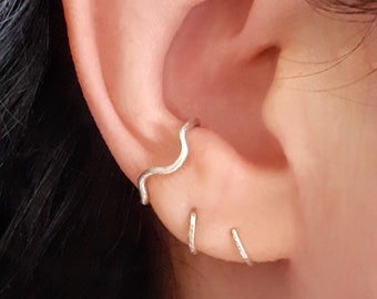 Sterling silver conch cuff, 16 gauge hoop 1.2 mm piercing, cartilage earring, conch jewelry, wrap around non pierced fake cartilage ear cuff