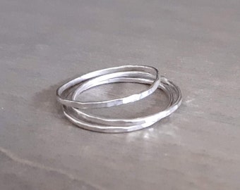 Stackable silver ring, sterling silver hammered ring, abstract minimalist ring silver 925 stackable knuckle ring, thin rings for women